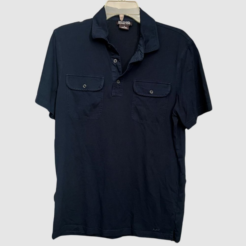 Michael Kors Men's Short Sleeve Collared Shirt Navy Blue, Size S - Picture 1 of 6